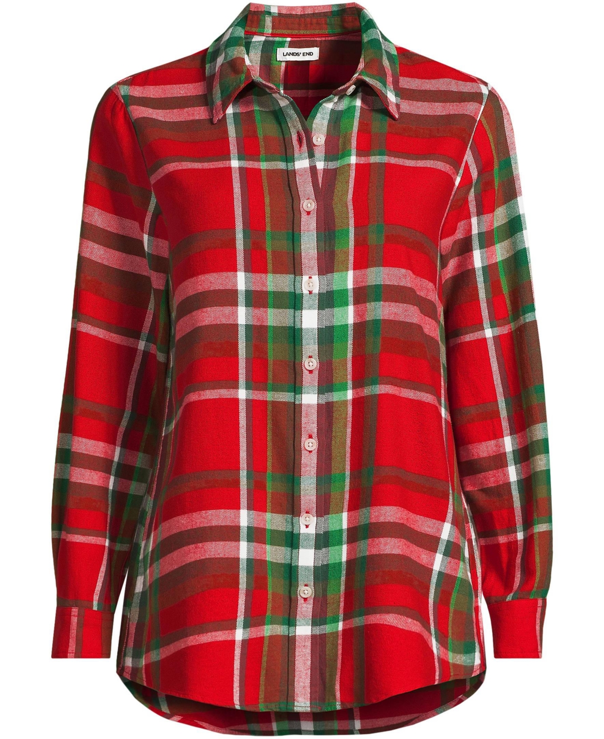 Lands' End Women's Petite Flannel Boyfriend Fit Long Sleeve Shirt