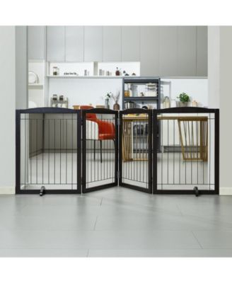 4-Panel Foldable Freestanding Pet Gate, 96.5" W x 32" H