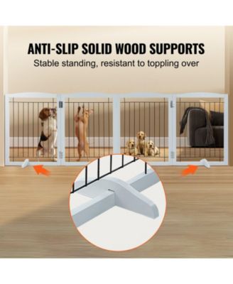 4-Panel Foldable Freestanding Pet Gate, 96.5" W x 32" H