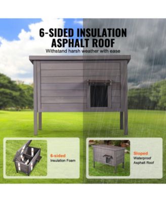 Insulated Wooden Outdoor Cat Shelter with Foam Lining, 34