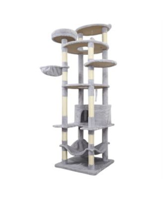 78.8 in Light Gray Cat Tree Tower with Wide Base