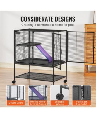 34" 2-Tier Rolling Small Animal Cage with Tray