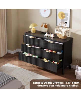 Fluted Dresser for Bedroom with 6 Deep Drawers