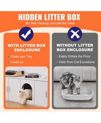 Extra-Long Wooden Litter Box Enclosure, 57.9", White