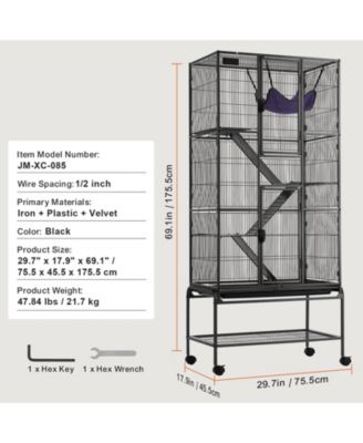 4-Tier Rolling Metal Ferret Cage with Ramps