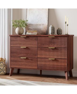 Fluted Dresser for Bedroom with 6 Deep Drawers