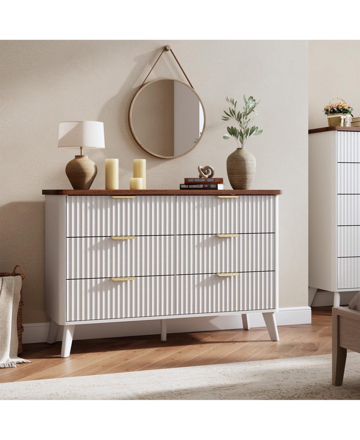 gaomon Fluted Dresser for Bedroom with 6 Deep Drawers
