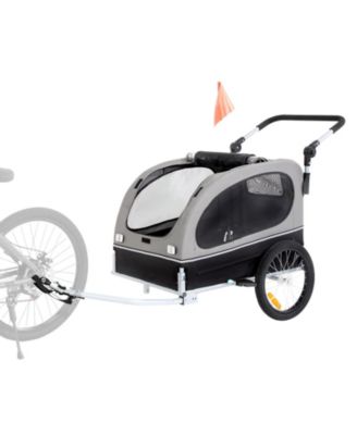 2-in-1 Foldable Dog Bike Trailer & Stroller, Holds up to 88 lbs., Black & Gray