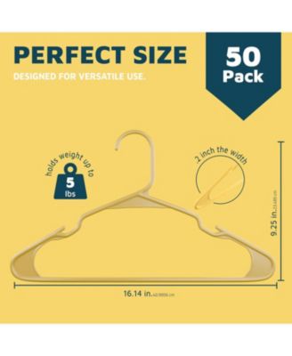 Heavy-Duty Plastic Hangers Non-Slip Grooves Space-Saving Design Holds 5 lbs 50-Pack