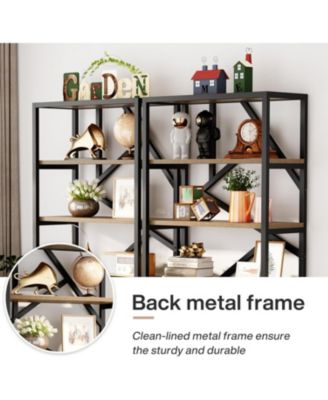 71 Inch Industrial Bookshelf, 6 Shelf Etagere Bookcase, Free Standing Open Book Shelves Storage Display Shelf