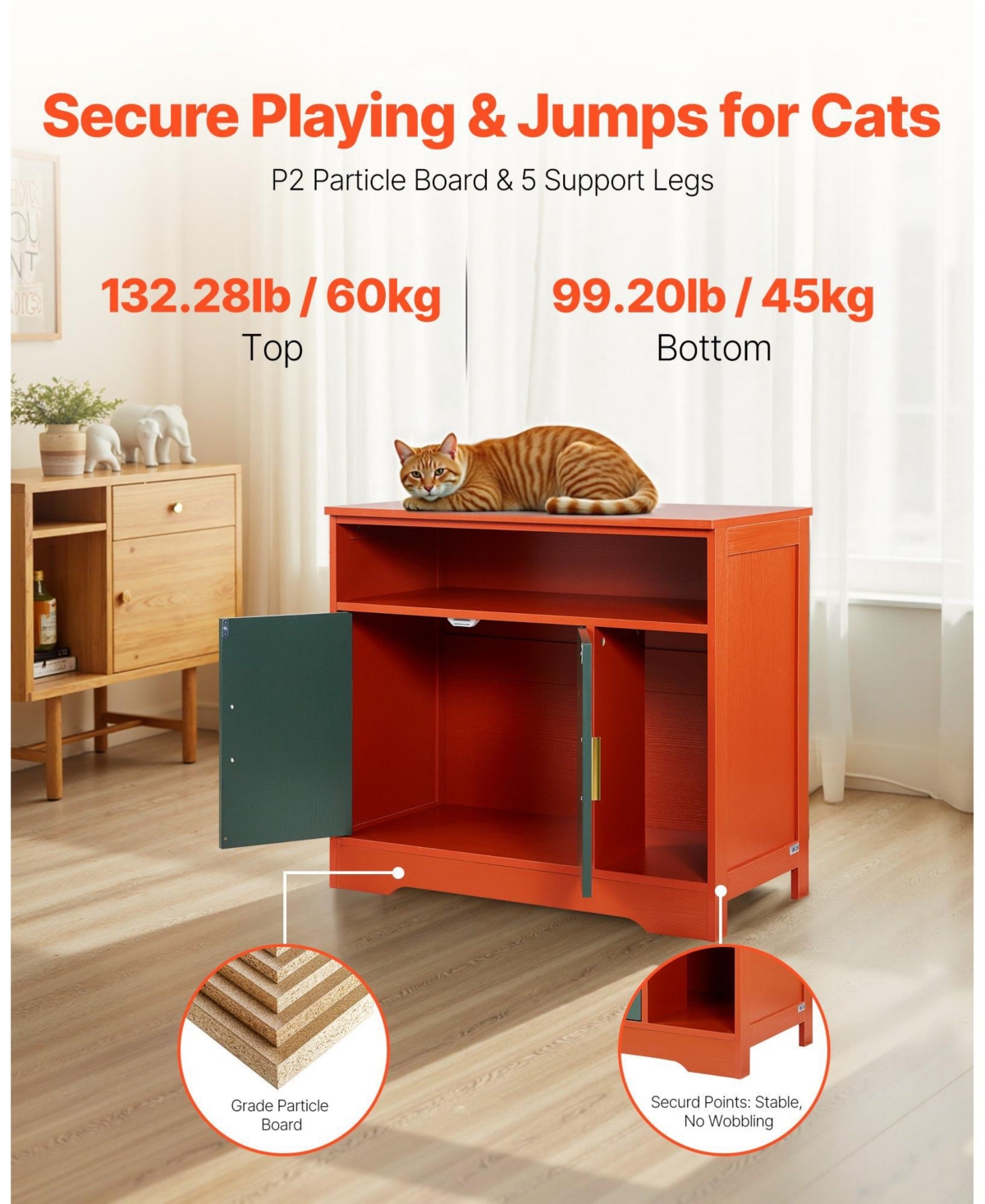 Cozito Modern Wooden Litter Box Enclosure with Storage Shelf