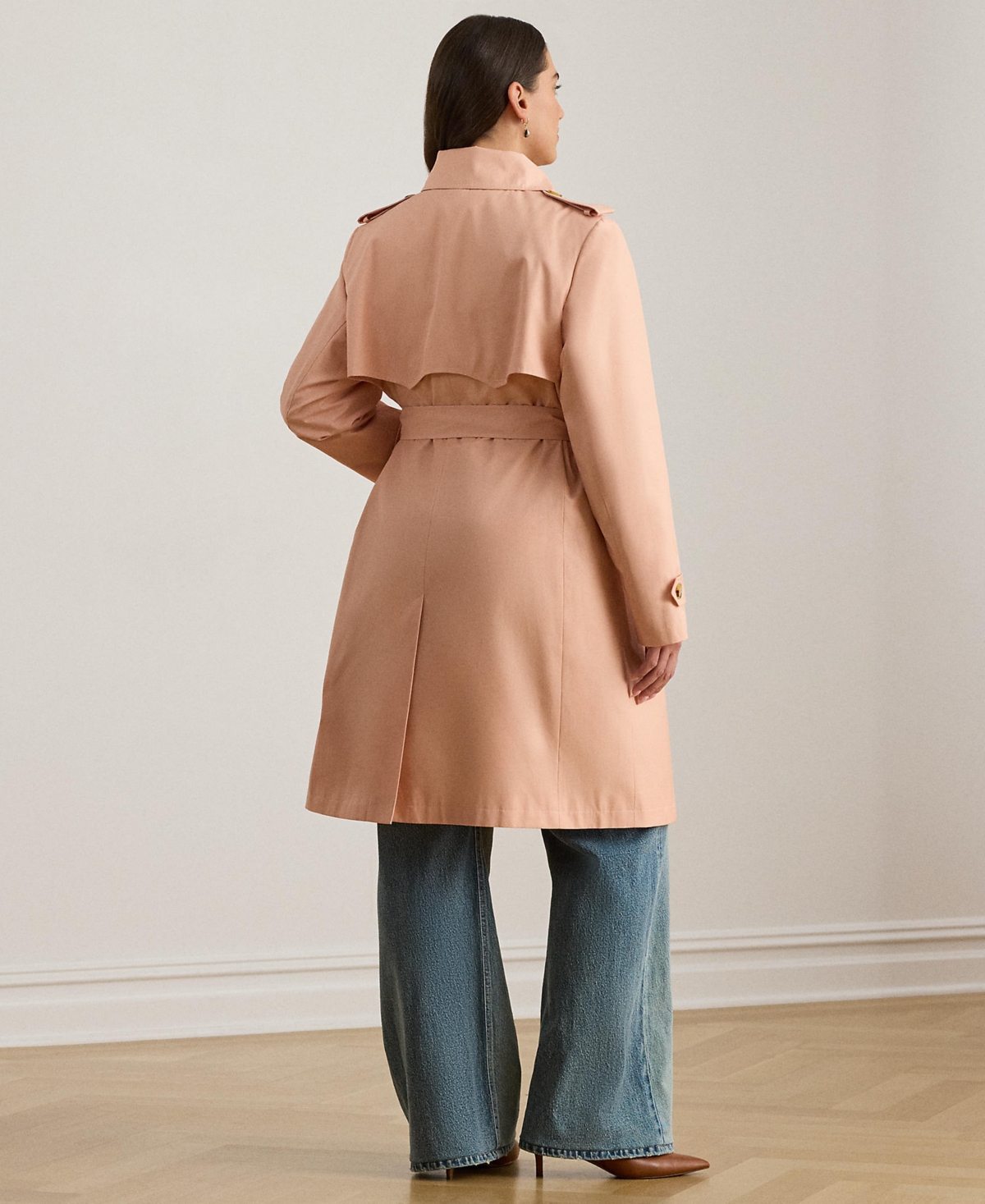 Lauren Ralph Plus Double-Breasted Belted Trench Coat