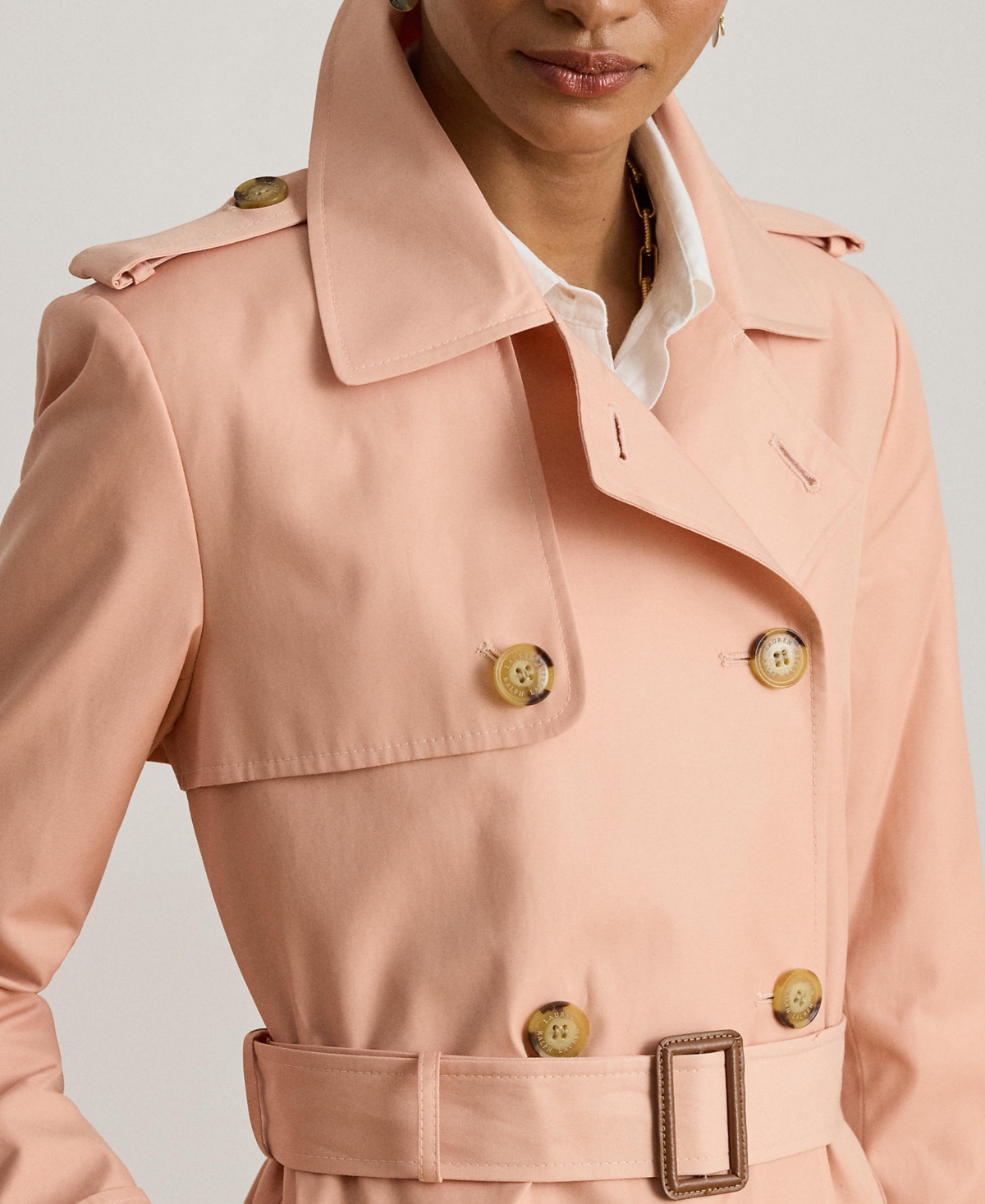 Lauren Ralph Womens Double-Breasted Belted Trench Coat