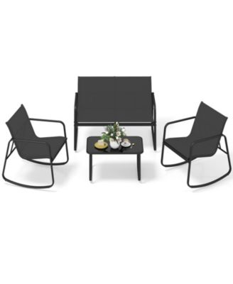 4 PCS Patio Furniture Set Outdoor Rocker Chair Conversation Set