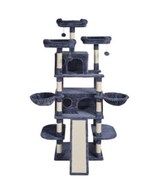 68.5" Multi-Level Cat Tree with Ramp & 2 Condos, Dark Gray