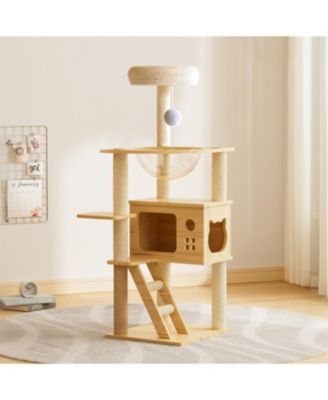 48.8" Modern Cat Tower with Sisal-Covered Scratching Posts and Top Perch
