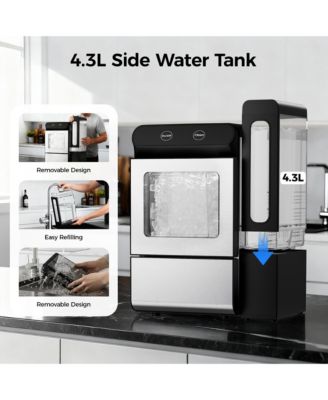 26.5lbs/24H Countertop Nugget ice Maker in Black Stainless Steel with Visual Door and 3.3lbs Ice Basket