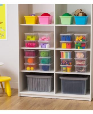 USA 6 Qt Stackable Plastic Storage Bins with Lids, Clear, 6Pk