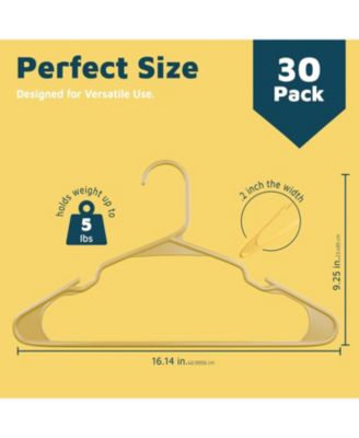 heavy-duty plastic hangers for clothes, dresses & coats non-slip grooves, space-saving design, holds 5 lbs 30-pack, yellow.