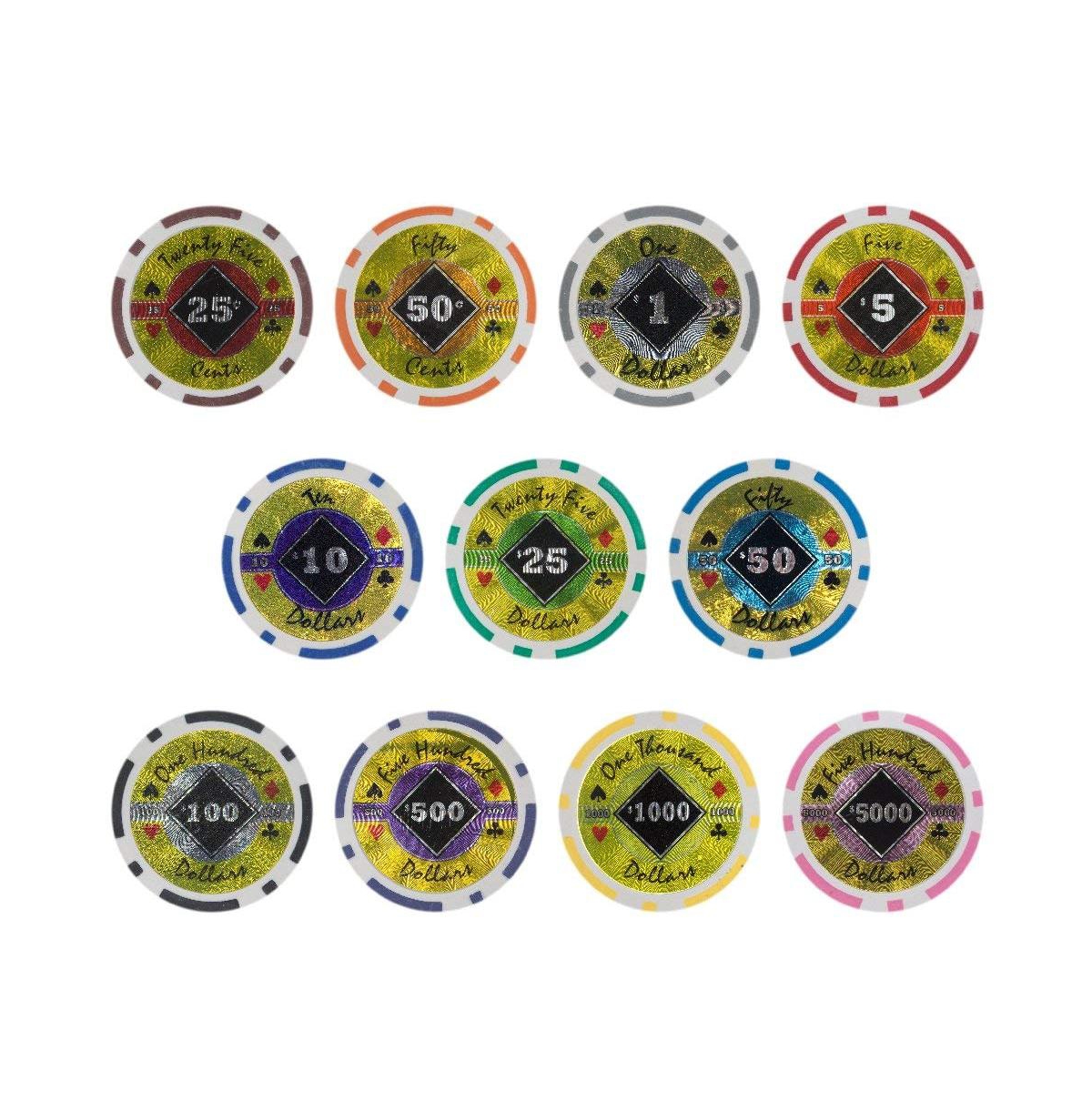 Slickblue Black Diamond Holo Inlay Poker Chips (25-Pack) For Poker