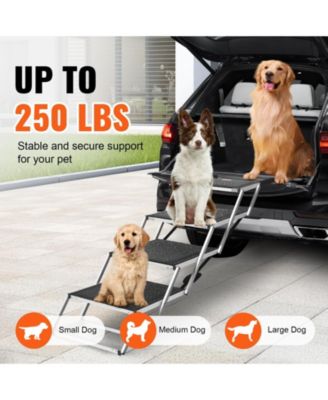 4-Step Aluminum Folding Pet Stairs for Cars, Holds up to 250 lbs