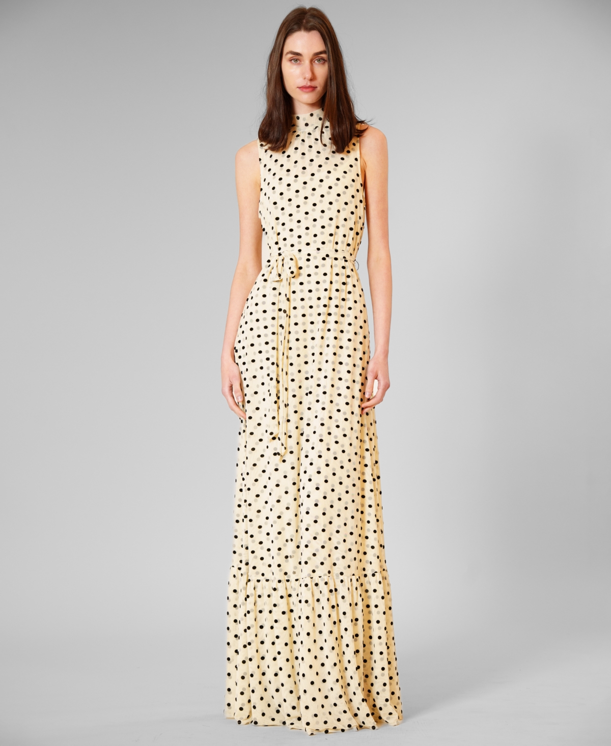 julia jordan Women's Tie Neck Polka Dot Mesh Overlay Dress