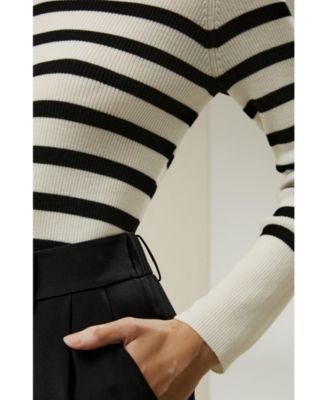 Women's Striped Ultra-fine Merino Wool Sweater