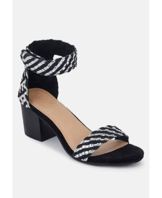 CARLA Womens Black Stacked Heel Sandal