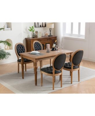 Antique French Style Wood Frame Dining Chairs Set