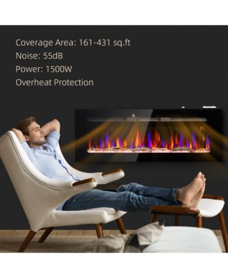 50" Recessed or Wall Mounted Electric Fireplace w/ Remote Control