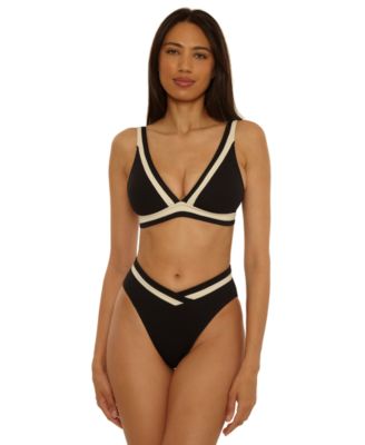Women's Color-Block High-Waist Swim Bottoms