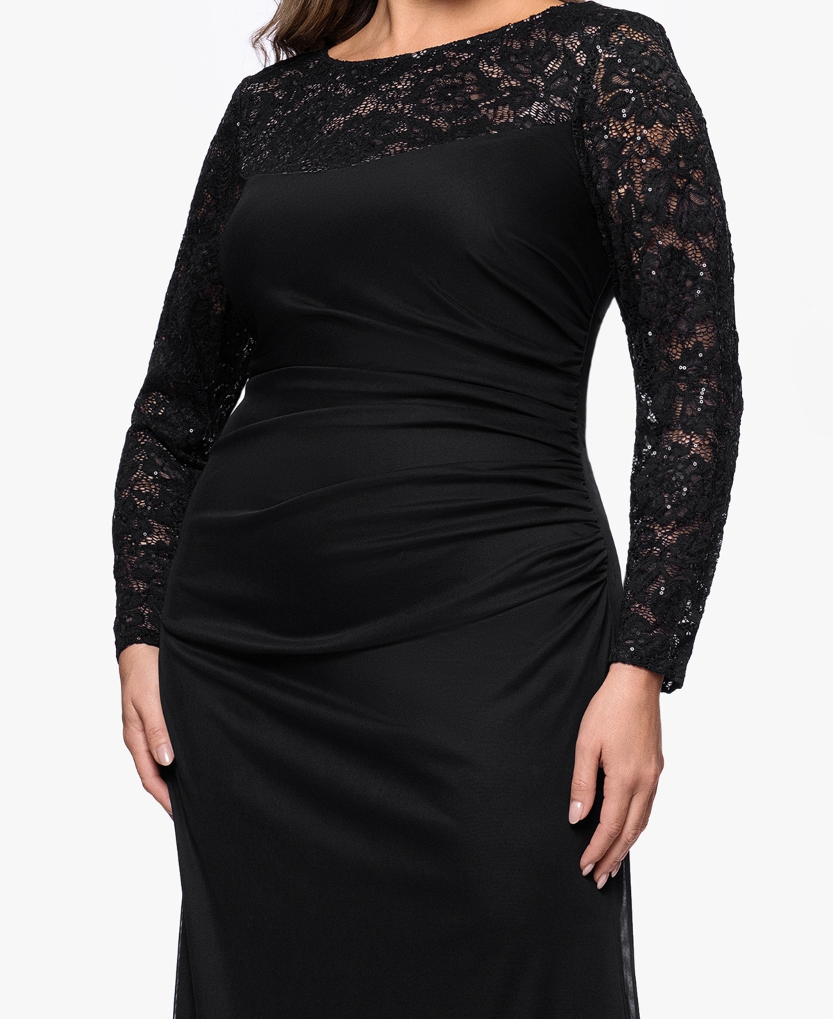 B&A By Betsy and Adam Plus Long-Sleeve Lace Back Sheath Dress