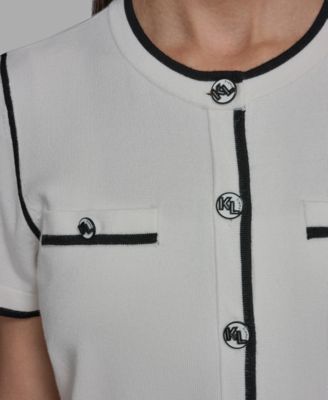 Petite Short-Sleeve Tipped Sweater