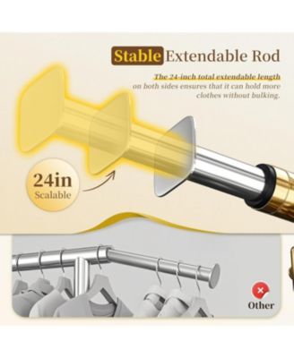 75" W Heavy Duty Clothes Rack Load 450 LBS, Metal Garment Storage with Shelf, Lockable Wheels & Anti-Slip Stoppers, Rolling Clothing Rack