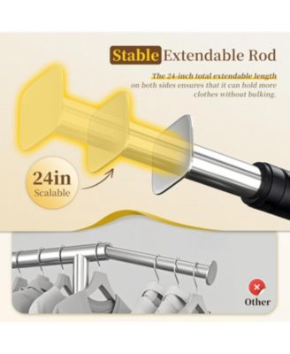 75" W Heavy Duty Clothes Rack Load 450 LBS, Metal Garment Storage with Shelf, Lockable Wheels & Anti-Slip Stoppers, Rolling Clothing Rack