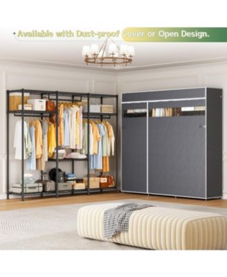 Heavy Duty Clothes Rack Load 800 LBS, Adjustable Clothing Racks for Hanging Clothes, Clothing Rack with Shelves for Bedroom,Basement