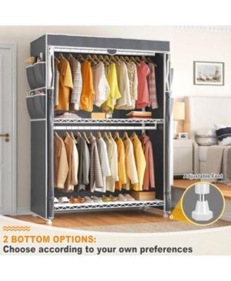 Heavy Duty Clothes Rack with Cover, 81" H Clothing Racks for Hanging Clothes, Portable Closet with Wheels and Adjustable Feet, Max Load