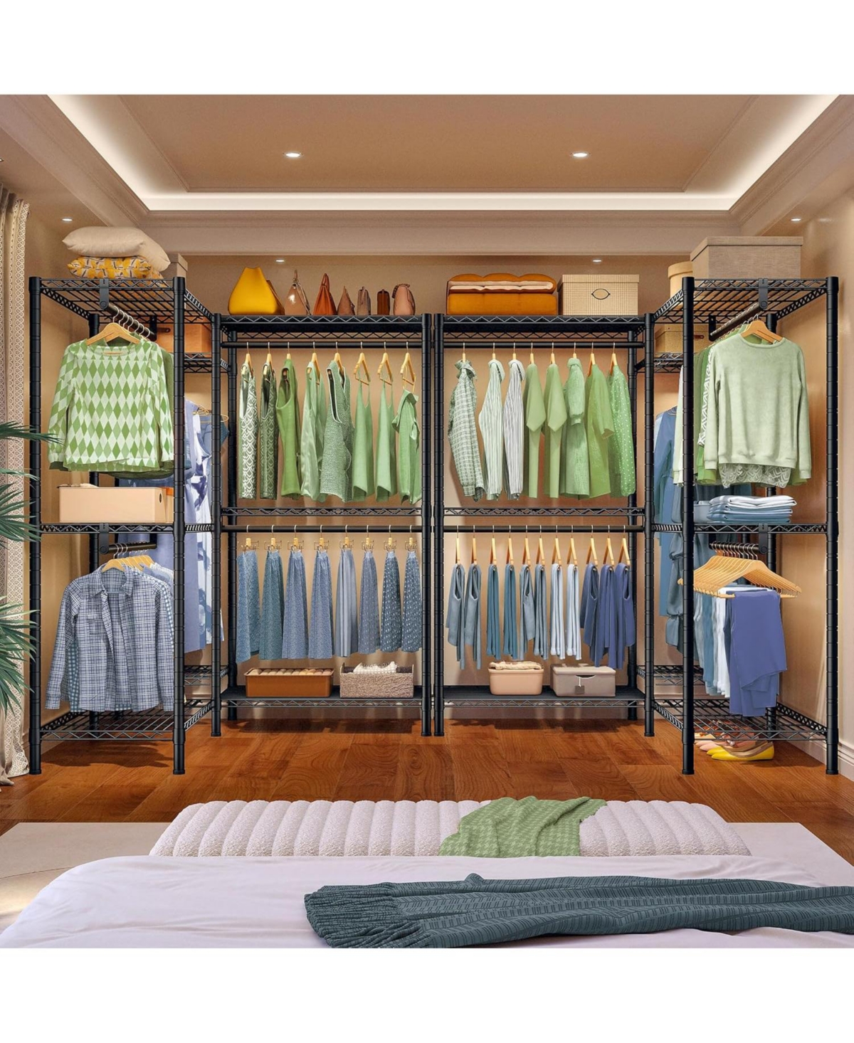 Raybee Clothes Rack Heavy Duty，Clothing Racks for Hanging Clothes with 5 Adjustable Hanging Rods, Metal Garment Rack for Bedroom, Laundry Room