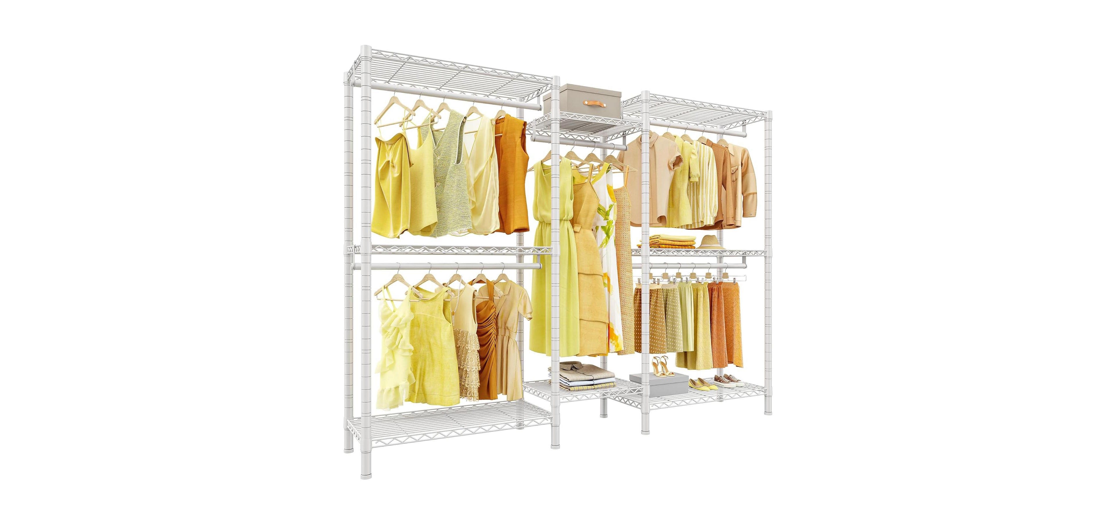 Raybee Clothes Rack,Clothing Racks for Hanging Clothes Heavy Duty,Adjustable Garment Rack with Shelves,rolling clothes rack Max Load