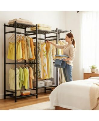 Portable Closet,Clothes Rack with 5 Hang Rods & 6 Shelves,Clothing Racks for Hanging Clothes,Metal Garment Rack for Bedroom,Large Capacity