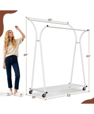 Heavy Duty Portable Double Rod Clothes Rack with Wheels 360 lbs Load Garment Rack