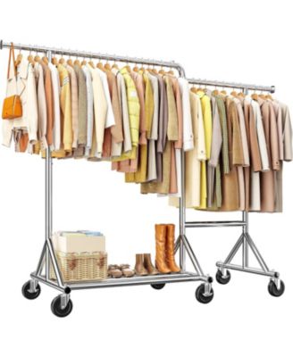 82.7" W Clothing Rack Load 500LBS, Heavy Duty Clothes Racks with Wheels, Portable Clothing Racks