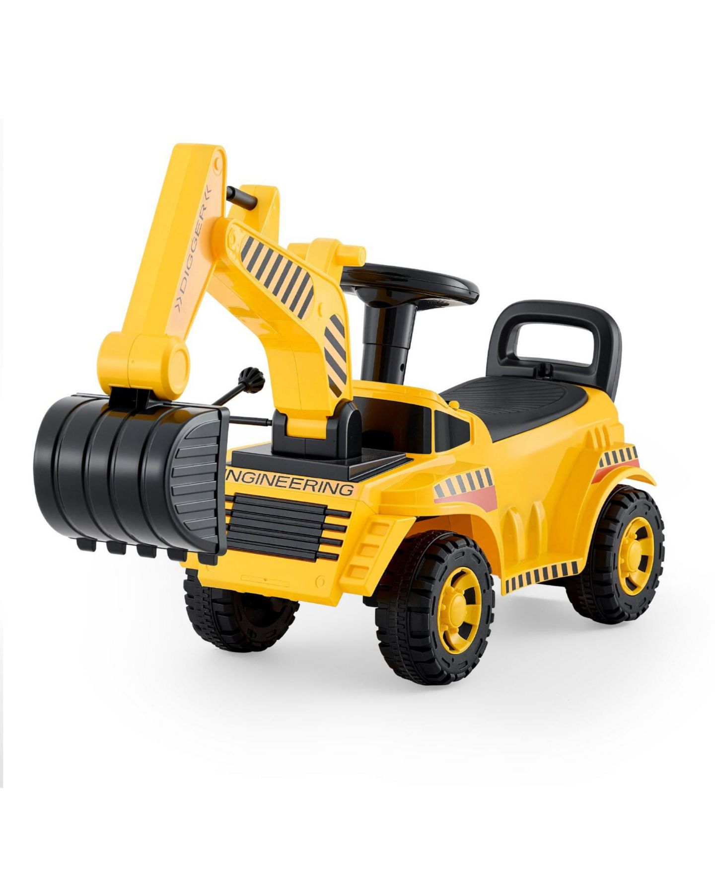 Детская игрушка Mecale Excavator Digger Ride-On Car with Manual Digging Arm, 55 lbs Capacity, Ages 19-36M, цвет: Жёлтый — фото 1