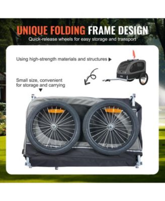 Foldable Pet Bike Trailer with Universal Coupler, Holds up to 88 lbs., Black & Gray