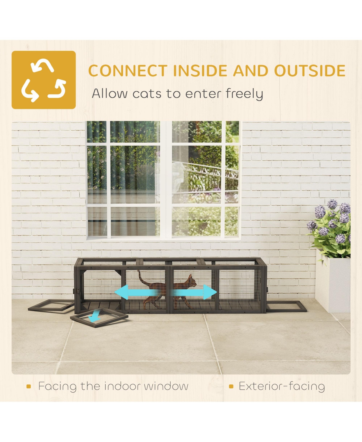 PawHut Outdoor Cat Tunnel, Extendable Pet Enclosure with 3 Doors,