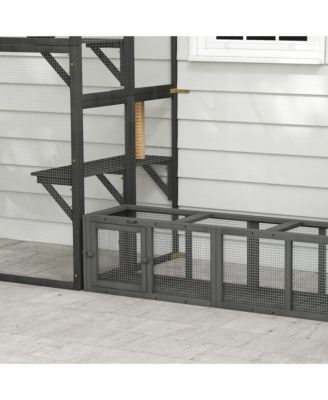 Outdoor Cat Tunnel, Extendable Pet Enclosure with 3 Doors,