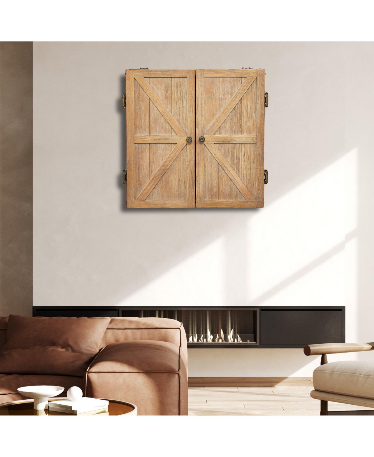 Sugift Dartboard Cabinet Solid Wood Hideaway Cabinet with Scoreboard (No Dartboard)