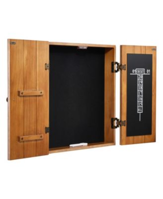 Dartboard Cabinet Solid Wood Hideaway Cabinet with Scoreboard (No Dartboard)