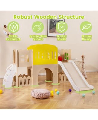 7 in 1 Toddler Slide and Climber Set with Basketball Hoop