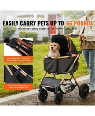 4-Wheel Pet Stroller with Detachable Carrier, Holds up to 66 lbs., Black